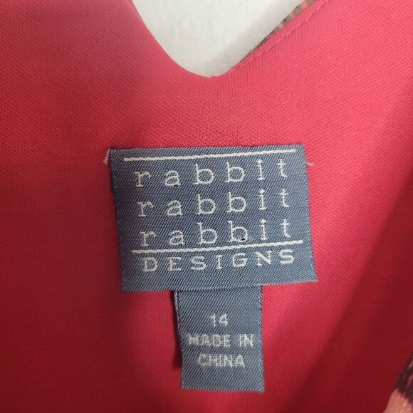 Rabbit Rabbit Rabbit pink orange grunge drop waist handkerchief dress size 14 - Picture 4 of 7